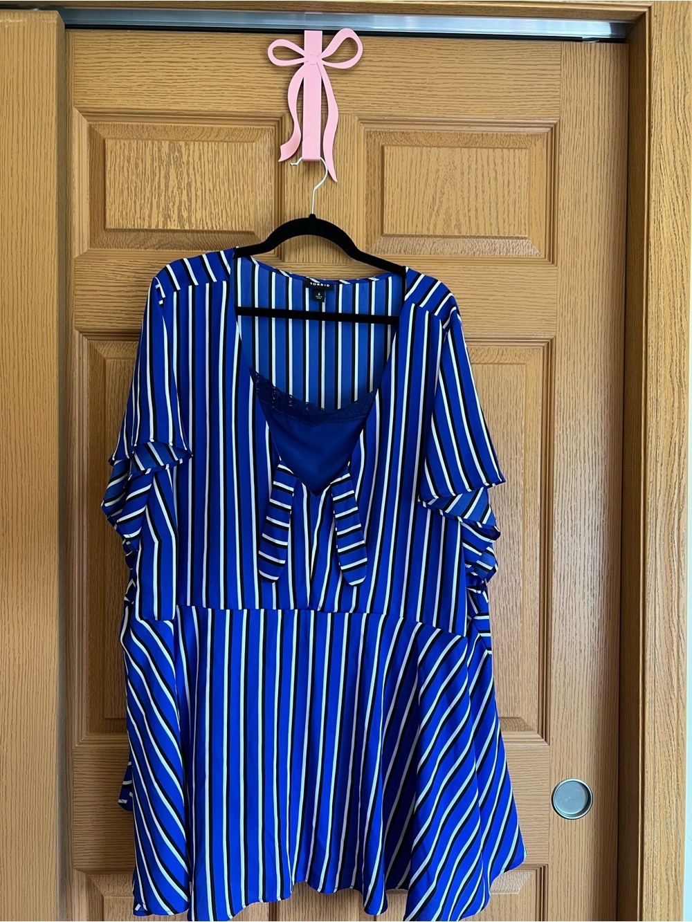 torrid Royal Blue White Striped Tie-Front Tunic